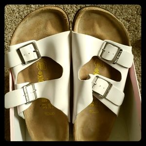 White birkenstock Arizona shoes size 37